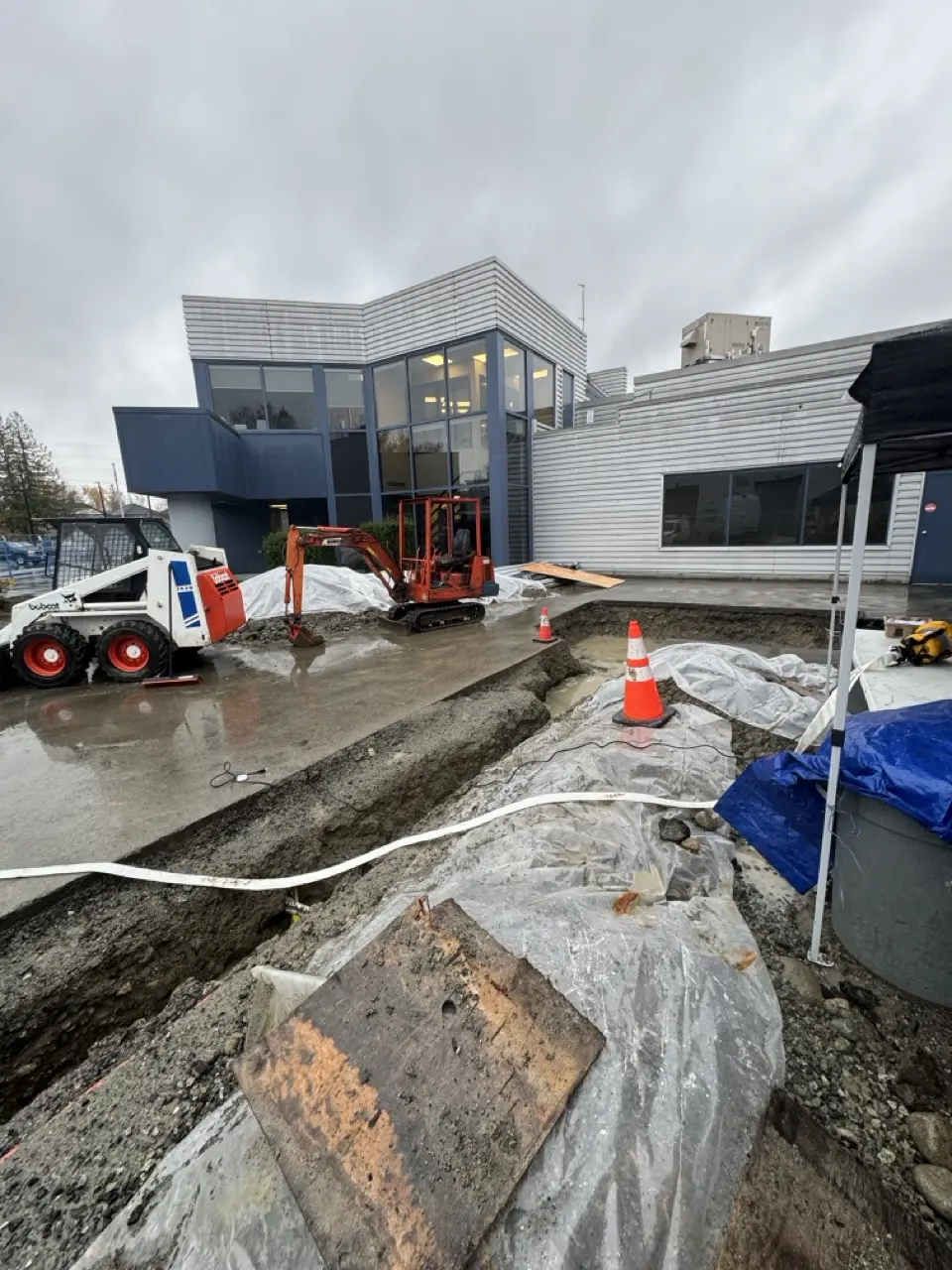 Excavation work in progress for new electrical infrastructure